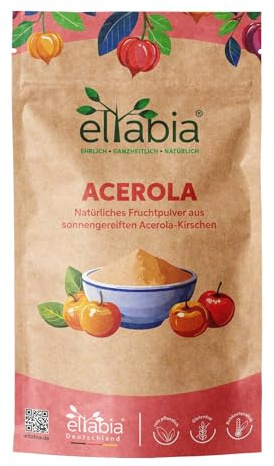 Acerola Pulver 1kg hochdosiert mit 25% Vitamin C | Acerola-Kirsche ohne Zusatzstoffe in Rohkost Qualität