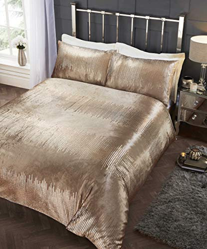 Rapport Home Tiffany Gold Crushed Velvet Double Bedding Duvet Cover Set