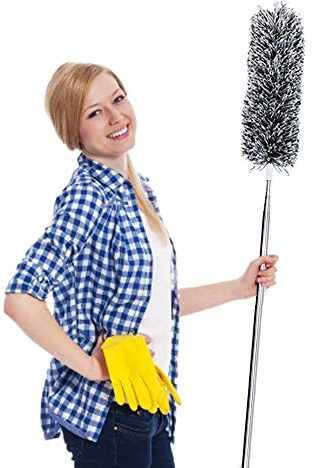 Extendable Microfiber with Extra Long 100 inches Telescopic Pole, Feather Duster with Bendable Head, Hand Duster for Cleaning High Ceiling Fans, Blinds, Cobweb, Cars