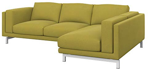 Soferia Sofabezug L Form Kompatibel Mit Nockeby 2er-Sofa Mit Recamiere Ecksofaüberzug Ecksofaüberwurf Sofaschoner Cover Wasserabweisend Fleckschutz Softi Gelb