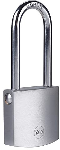 Yale Lucchetto in ottone di alta sicurezza con finitura cromata Y120B/50/163/1 corpo 50mm, arco lungo in acciaio indurito al Boro, 3 chiavi