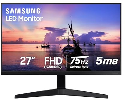 Samsung 27' T35F Series FHD 1080p Computer Monitor, 75Hz, IPS Panel, HDMI, VGA (D-Sub), AMD FreeSync, Wall Mountable, Game Mode, 3-Sided Border-Less, Eye Care, LF27T350FHNXZA