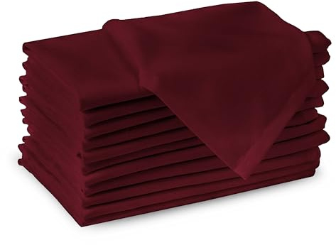 Encasa XO Baumwollstoffservietten | 12er-Set | Größe 43x43 cm | Reiche Kastanienbraun Volltonfarbe | Waschmaschinenfest