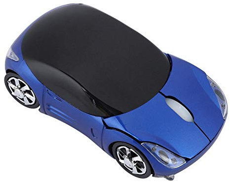 Dpofirs Drahtlose Auto-Maus für Kinder, 2.4G Optische Drahtlose Maus, 1600DPI Auto-Form-Maus Optische Maus für Computer PC Laptop Desktop-(Blau)