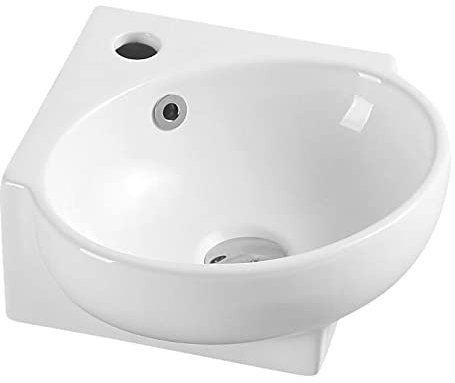 Rundes, glänzend weißes Aufsatzwaschbecken | 390x365x130mm | 7 Jahre Garantie