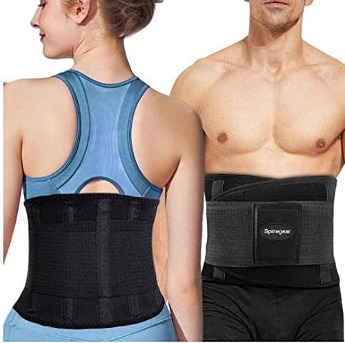 Spinegear Lower Back Support Belt for Men & Women – Adjustable Lumbar Brace for Back Pain Relief, Posture Correction, and Spine Alignment (Medium/Large)