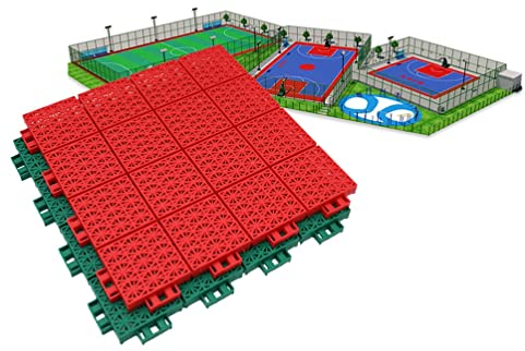 Tapis Caillebotis en Caoutchouc Carreaux De Sol De Sport À Emboîtement Modulaires Extérieurs De 34 Cm, Stade Jardin d'enfants Aire De Jeux École Terrain De Jeux DIY Puzzle Sol en Plastique
