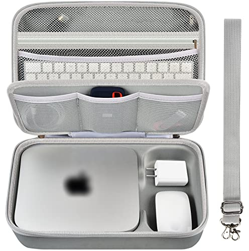Tasche Kompatibel mit Apple 2023 Mac mini M2/Mac mini M1 Pro Vorgängermodell Desktop Computer, Hard Electronics Organizer Passend für Tastatur, Magic Mouse, Ladegerät und Zubehör (nur Box) (Grey)