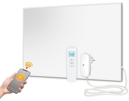 EVOKOR Infrarotheizung 520W, WiFi Thermostat mit Fernbedienung, Infrarot Heizung mit Überhitzungsschutz, Heizplatte Heizkörper Heizpaneel, Wandheizung, Elektroheizung Energiesparend (520W)
