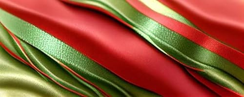 adrium Acryl-Bild 100 x 40 cm: Computererzeugte abstrakte Abbildung 3D des weihnachtlichen farbigen Bandhintergrundes im Rot, im Grün und im Gold. KI (193056686)