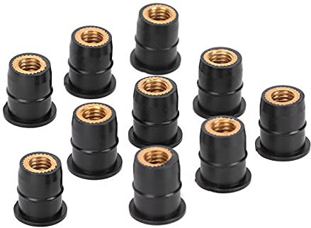 Tuerca de Pozo, 10PCS Tuerca de Pozo M6x0.8mm Goma de Latón Cautivo para Motocicleta ATV Parabrisas Cuerpo