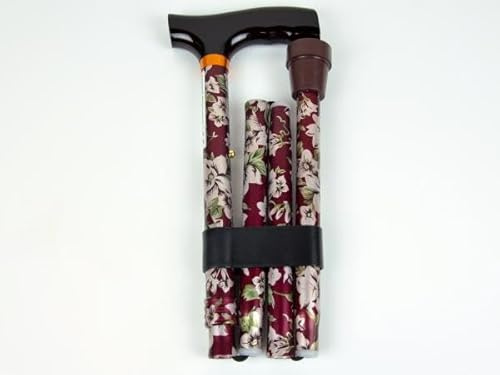 Pflegehome24® Faltstock Blume Burgund Spazierstock Krückstock Gehstock