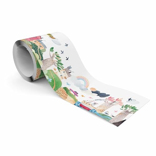 Muralo Bordüre Selbstklebend Märchenland, Wandbordüre - 10x300 cm | Tapetenbordüre, Modernes Design, UV-beständig, halbmatt, glatt und abriebfest - ideal für das Kinderzimmer