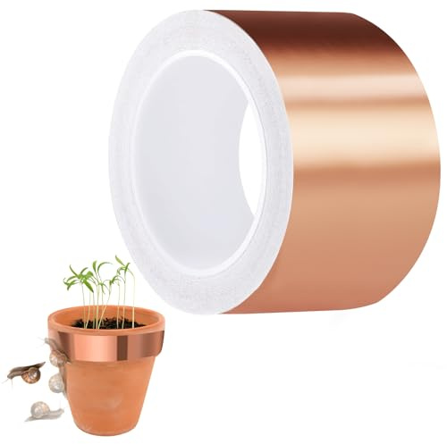 Nepfaivy Schneckenschutz Kupferband gegen Schnecken Selbstklebend | 70mm × 20m Schneckenabwehr Kupferband Hochbeet Gärten Balkone für Pflanzenschutz, Kupferfolieband EMI Abschirmband