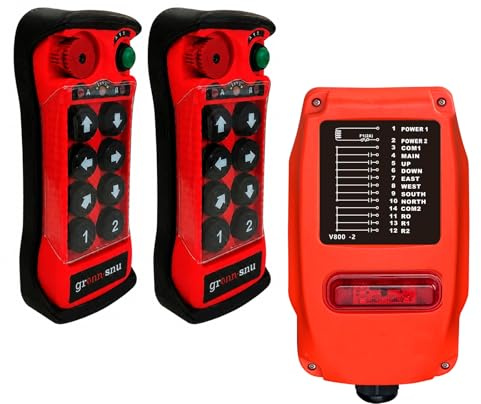 grtowsnu Q800 Ultra Télécommande de Grue Sans Fil 12-24V 8 Canaux Boutons | Radiocommande Industrielle pour Pont Roulant et Palan Électrique 2 Emetteurs Récepteur Facile à Utiliser