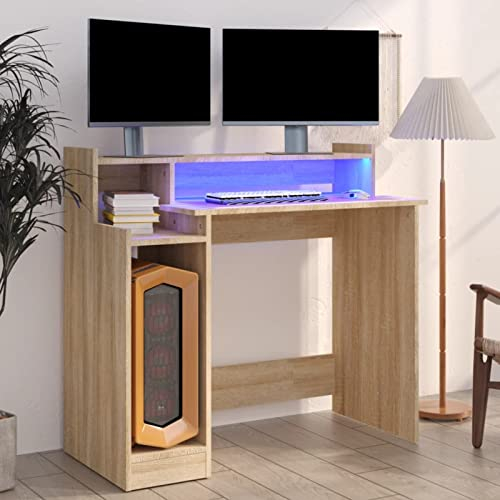 Chaduof Schreibtisch Sonoma-Eiche 97x45x90 cm Holzwerkstoff, Gaming Tisch, Computertisch, Computer Desk, Office Table, Bürotisch, Arbeitstisch, Nähtisch, Pc Tisch
