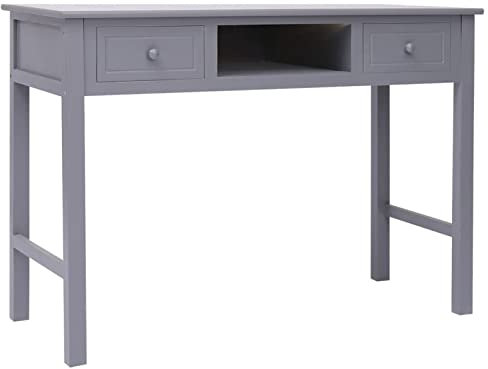CIADAZ Schreibtisch Grau 108x45x76 cm Massivholz Paulownia, Gaming Tisch, Computertisch, Computer Desk, Office Table, Bürotisch, Arbeitstisch, Nähtisch, Pc Tisch