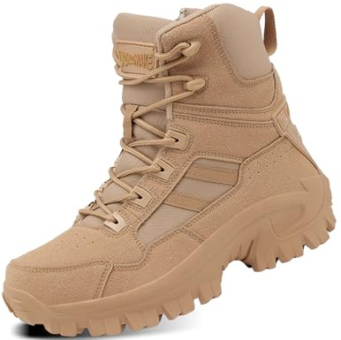 5.AA UNZHUO MAKE B23 Bottes de l'armée Chaussures Homme Bottes imperméable Neige Randonnee Chaudement Chaudes Fourrure Baskets Bottines Jaune désert 42 EU