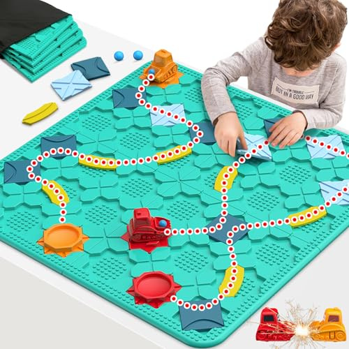 COSICOSY Kids Toys STEM Board Games, Smart Logical Road Builder 56 x 56CM with 200+ Challenges & 4 Difficulty Levels, Educational Montessori Toys Birthday Gifts for Kids Boys Girls Age 4-8 Year Old