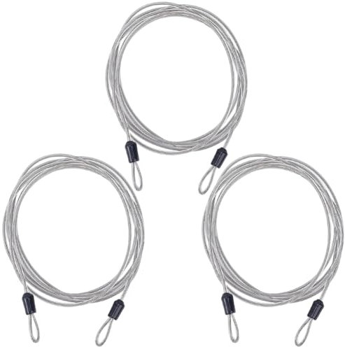 GORGECRAFT 3 pz*2m Lungo Cavo di Sicurezza di Sicurezza per Bagagli Lucchetto 3mm Cavo di Sicurezza in Acciaio Inox Intrecciato Fune Metallico Doppio Anello Catene di Sicurezza Leggere per Cancello