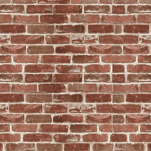 Tinicor Red Brick Self Adhesive Wallpaper, Brick Effect Peel and Stick Wallpaper, Waterproof Vinyl Vintage Wallpaper, Wall Sticker for Christmas Decor House Wall Furniture Renovation, 44 x 500 cm