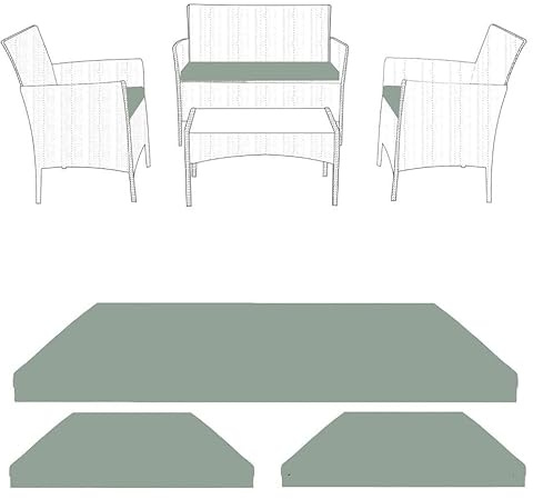 AMANSTYLE LTD 3-Piece Water-Resistant Outdoor Seat Cushion Pads for Rattan Garden Furniture | Patio Chair and Sofa Cushions | Durable & Lightweight Foam Filling | Outdoor Use (3PCS SET(LIGHT GREY))