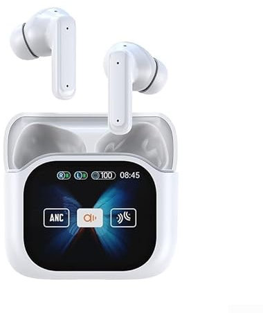 Hasaller Wireless Earbuds Smart Earbuds Noise Cancelling Blue-tooth Headset Headphones in Ear HD Mic HiFi Stereo Sound Earphones(White)