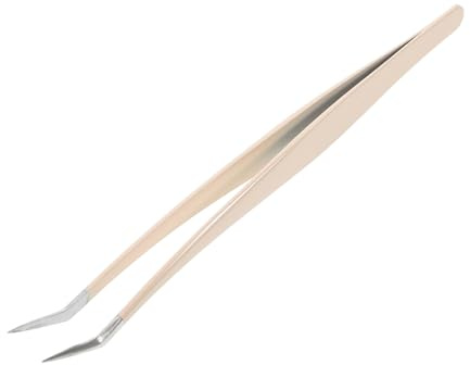 Beavorty Wimpernpinzette aus Edelstahl mit Gebogenem Design Beige Tragbar für Präzises Anbringen von Falschen Wimpern und Doppelte Augenlid Aufkleber Beim Make Up