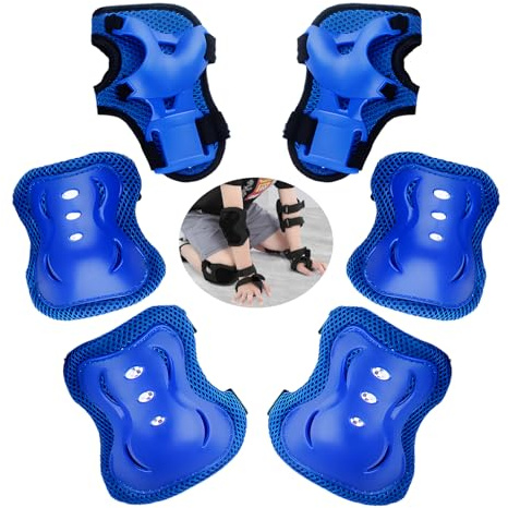JYJLLM ultimate kids knee and elbow pads set for safe roller skating - durable pads for children, perfect for roller skates for girls, skateboarding, and biking adventures，knee pads for kids (Blue)