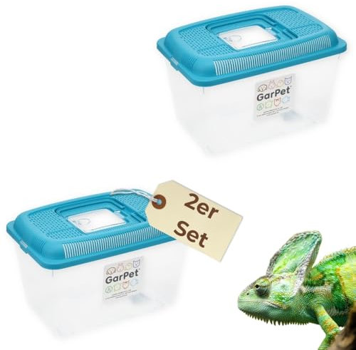 GarPet 2X Faunabox L Faunarium Transport Quarantäne Box Tierbeobachtung Urzeitkrebse Triops Heimchen Spinnen Insekten Box Kunststoff