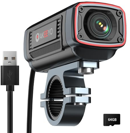 AKEEYO AKY-710S Motorrad-/Fahrradkamera 4K 28fps, 2K 55fps, Weitwinkel 142°, IP67, 5MP, Loop & Emergency-Aufnahme, Parkmonitor, Fahrrad, Outdoor-Sport, Wiederaufladbar, Inklusive 32GB Karte