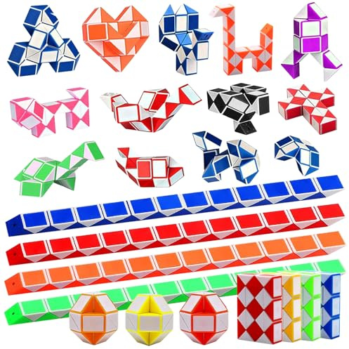 LURNODY 15 Piezas de 24 Blocs Juguetes de Rompecabezas de Puzzle Serpiente Magica Snake Cubo, Regalos Colegio Detalles Cumpleaños Niños Regalos para Niños Cumpleaños Colegio