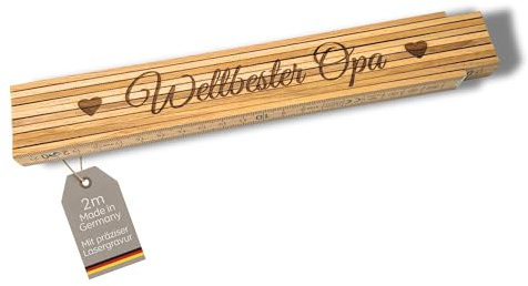 DwieDeko® Opa Geschenk Geburtstag - Holz Zollstock personalisiert mit Gravur Weltbester Opa - Geschenk für Opa zum Vatertag - Meterstab Opa Geburtstagsgeschenk - Opatagsgeschenk - Ostergeschenk