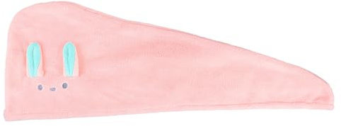 HAMPPLIES Niedlicher Haartrocknungshut in Rosa mit Baumwollmaterial und Cartoon Hasenohren Reibung und Schützt vor Haarschäden Beim Duschen und Baden