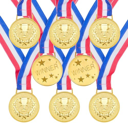 SZSIQI 8 Pz Medaglie Bambini, Medaglie Premiazioni Personalizzate, Medaglia per Compleanni Bambini, Medaglia d'oro Vincitori per Sport, Scuola, Feste, Premi