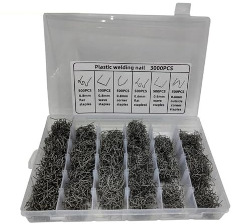 pistola de soldagem de plástico Máquina de reparación de plástico (3000/1200/600 piezas), soldadora, grapadora caliente, parachoques, guardabarros, soldadora, kit de grapas(Grey 3000pcs)