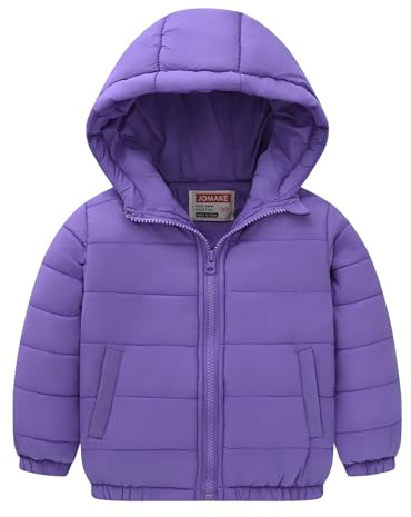 OBiQuzz Giacca trapuntata per bambine: piumino leggero, giacca a buffer, calda giacca invernale in tinta unita, con cappuccio, antivento, a maniche lunghe, per attività all'aria aperta, comoda giacca