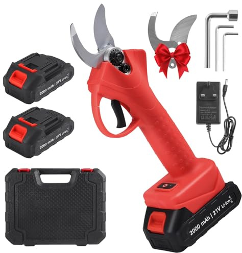 Electric Pruning Shears, 30mm Cutting Diameter Cordless Electric Scissors with 2x2000mAh Rechargeable Batteries, Tree Pruner Branch Cutter, Portable Battery Secateurs for Garden Pruning Branches (01)