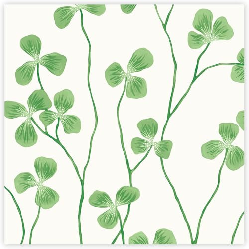 Stxy's Clover Green Cocktail Napkins - 50ct Spring Napkins Green and White Disposable Paper Napkin set