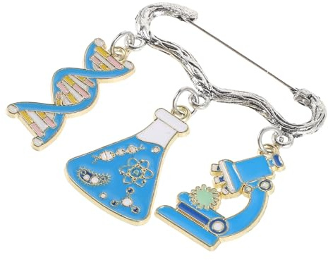 BESPORTBLE Broche Scientifique en Émail Métal Solide, Motif Microscope et Double Hélice D'adn, Épingle Légère pour Paquet à Dos, Casquette, Fête Scientifique – Accessoire Original Thème