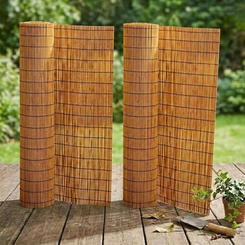YQYHNB Canisse en Roseau Naturel Brise Vue Jardin Balcon Terrasse, Palissade Jardin Exterieur, Cache Vue Balcon, Pare Vue, Paillasse Pergola, Bambou Bois, Brise Vue Hauteur(Brun,1.22 m H x 3.66 m L)