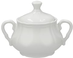 H&H Alba Sucrier en porcelaine blanche 25 cl – Élégance et polyvalence, profil festonné, idéal pour la maison et la restauration