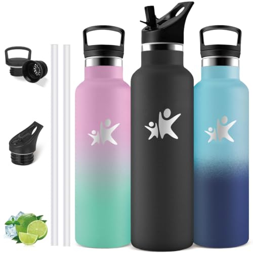 Botella Termica 1 litro- Botella Agua- Cantimplora Acero Inoxidable | Botella Termica con Pajita, A Prueba de Fugas, Cantimplora Gym, Mantiene 24H Frio/12H Calor, para Gimnasio, Camping