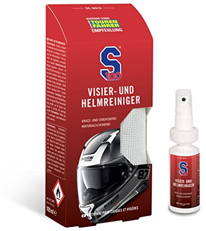 DR. WACK - S100 Visier- & Helmreiniger 100 ml inkl. Mikrofasertuch - Reiniger für Motorradhelm - Kratzfreie Reinigung für unterwegs - Für alle Visiere geeignet - Hochwertige Motorradpflege