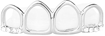 .iced-out. 4er Silber Grill - One size fits all - HOLLOW Top
