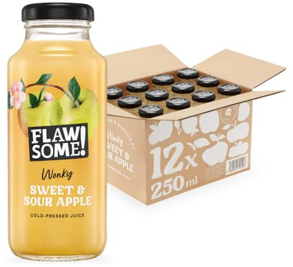 Flawsome! Sweet & Sour Apple cold-pressed juice glass 250ml-12 Pack
