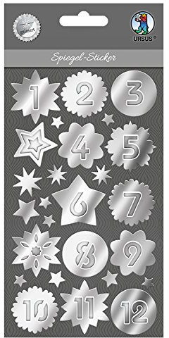 Ursus 75090001 - Spiegel Sticker Adventszahlen, aus Acrylglas, selbstklebend, in verschiedenen Größen, ideal geeignet für Scrapbooking, Kartengestaltung und zur Dekoration