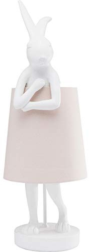 Kare Design Tischleuchte Animal Rabbit, Wieß/Rosa, 68x23x26 cm | fürs Wohnzimmer, Tiermotiv, vielseitig kombinierbar