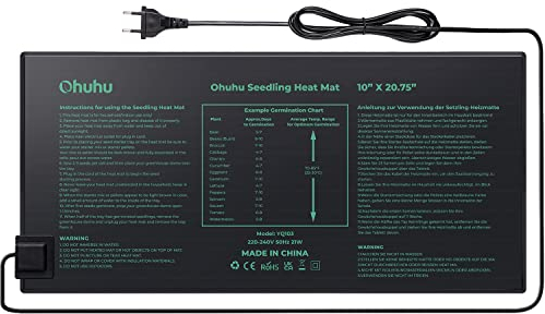 Ohuhu 21W Tappetino Riscaldante Tappeti Riscaldanti per Animali Idroponica, Tappeto Piastra Riscaldante per Serra Germinazione Giardino Idroponica Rettile Terrario, 25x52 cm