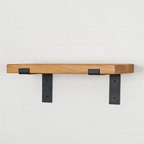 Maison Rustic Wooden Wall Shelf Industrial Wood Iron Metal Scaffold Board Style Shelves (50 cm)